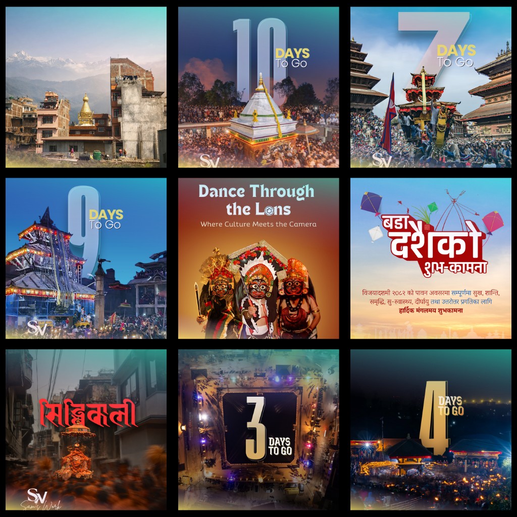 Festival, jatra, and countdown design collage